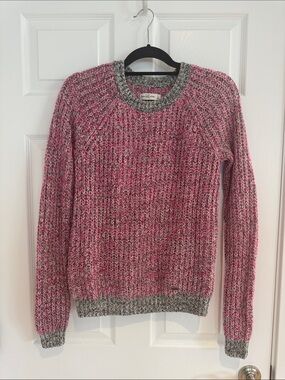 NWOT Abercrombie & Fitch Marled Pink and Grey Knitted Crewneck Sweater - S
